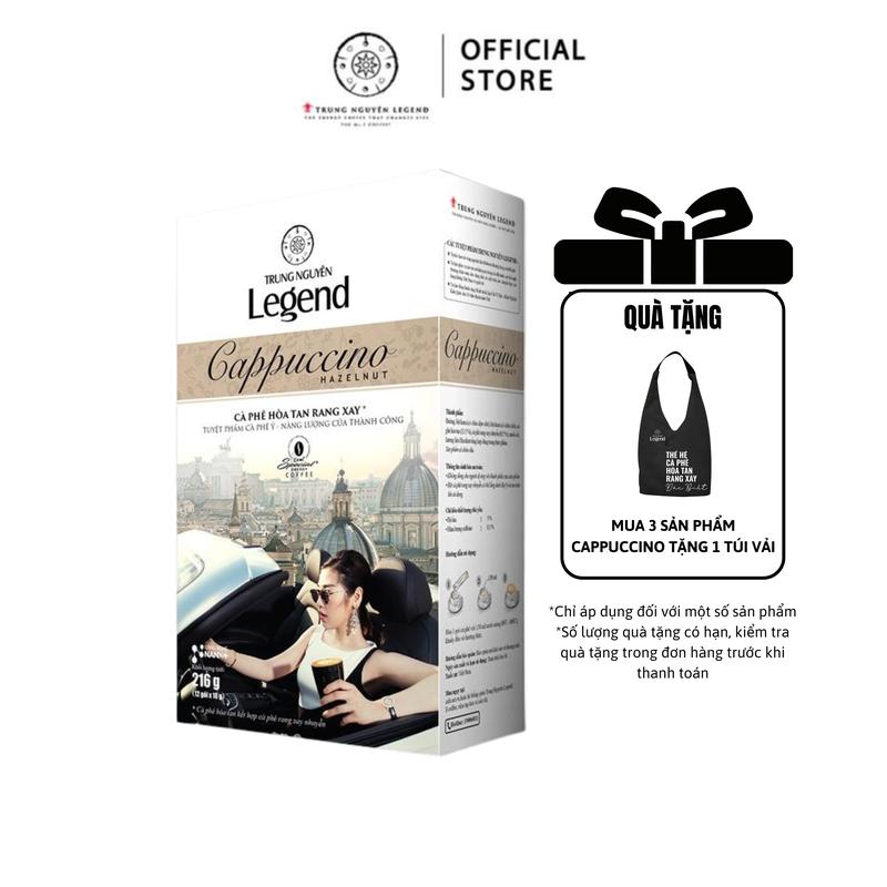 Trung Nguyên Legend Coffee Cà phê hòa tan rang xay Cappuccino Hazelnut có sữa - Hộp 12 sticks x 18gr Cafe ngọt cappuccino sữa cappuccino capuchino trung cafe cappuccino cappuccino