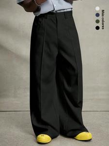 Pantalones casuales de pierna ancha, pantalones de rayas versátiles de corte recto y pierna recta, cómodos y ligeros para cualquier temporada