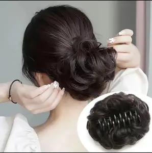 Rambut palsu jepit, cincin rambut sanggul, hiasan kepala kuncup bunga, rambut tiruan, rambut pendek alami mengembang, rambut lebih sedikit, pengeriting rambut malas, aksesoris rambut, gaya rambut
