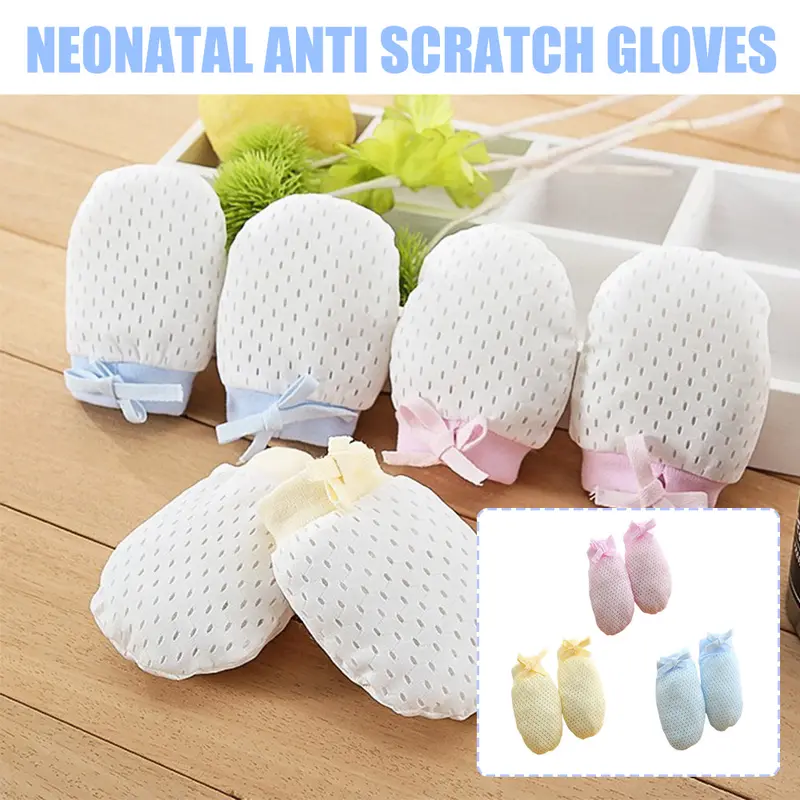 Găng Tay Chống Trầy Xước Cho Trẻ Sơ Sinh, Găng Tay Chống Trầy Xước Cho Mặt, Cotton, Mỏng, Thoáng Khí, Cho Chân, Nhỏ, Cho Mùa Hè 0