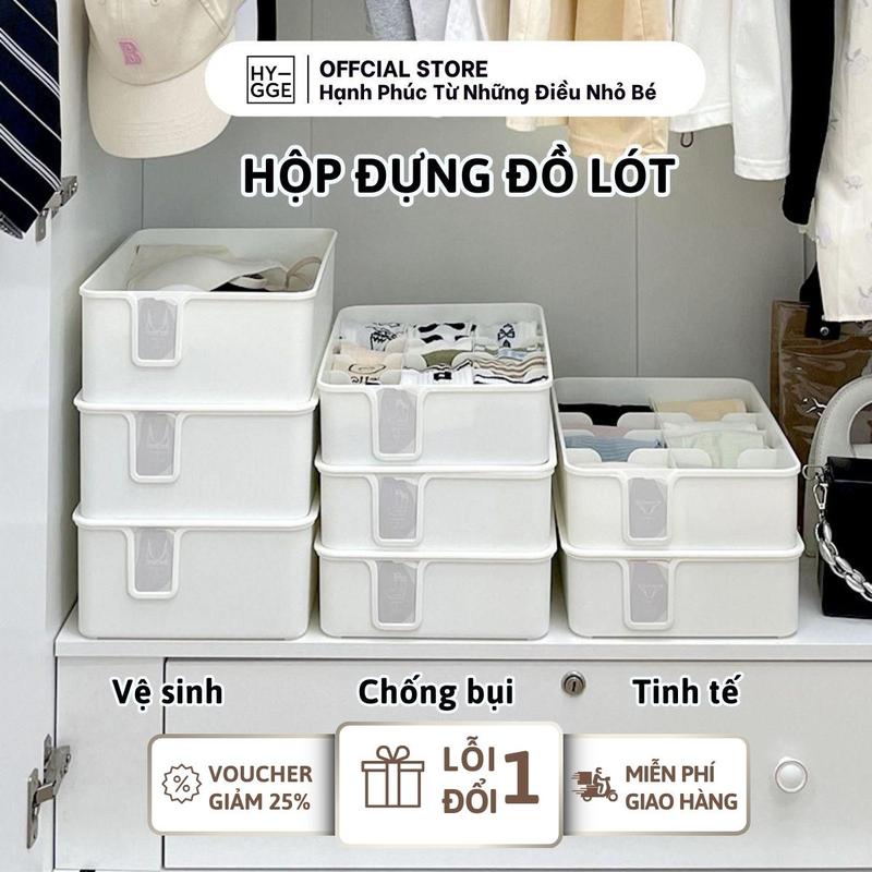  Hộp Nhựa Đựng Đồ Lót Chia Ngăn Xếp Chồng Không Nắp Đa Năng Chống Bụi Gọn Gàng Nhựa PP Bền Dày Dặn 