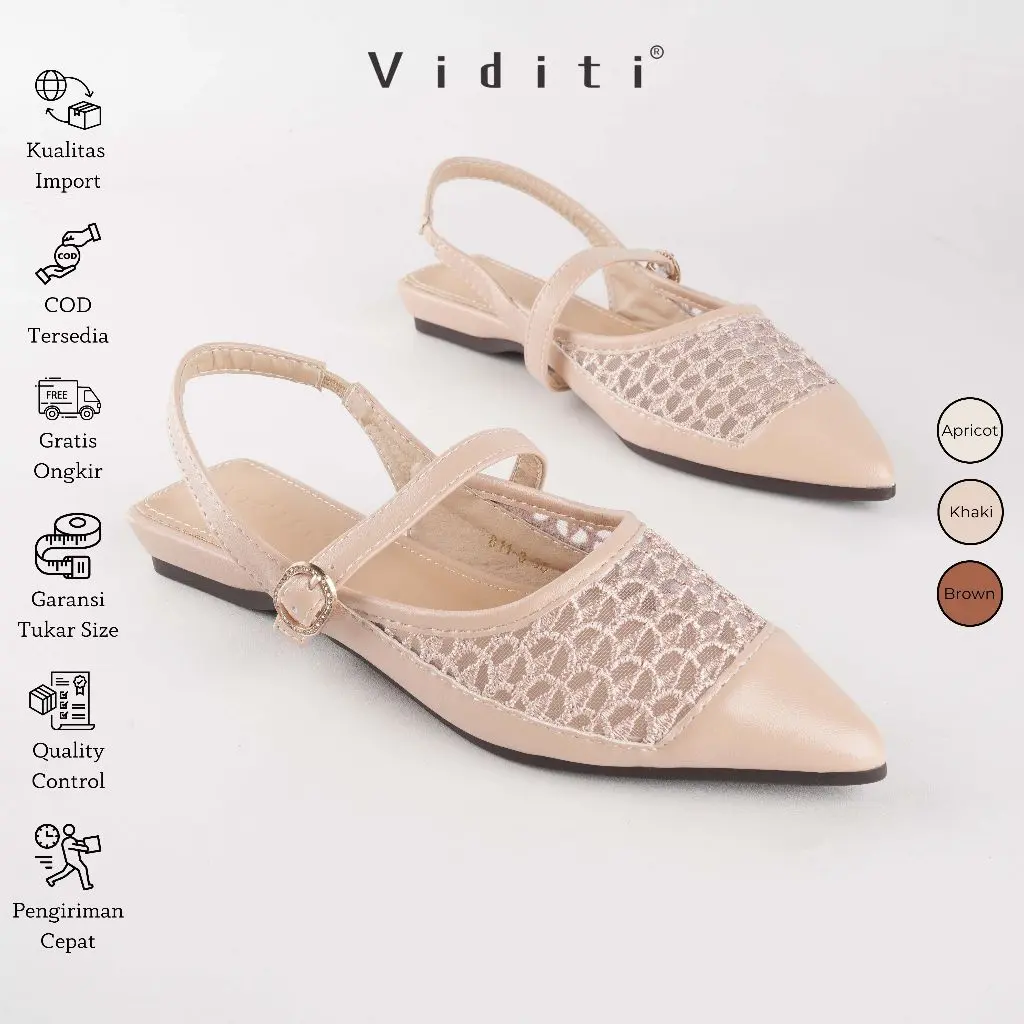 Viditi Melodi Flat Shoes | Sepatu Import Wanita | Lepes | Teplek | Kerja | Kuliah | Kantor | Crystal