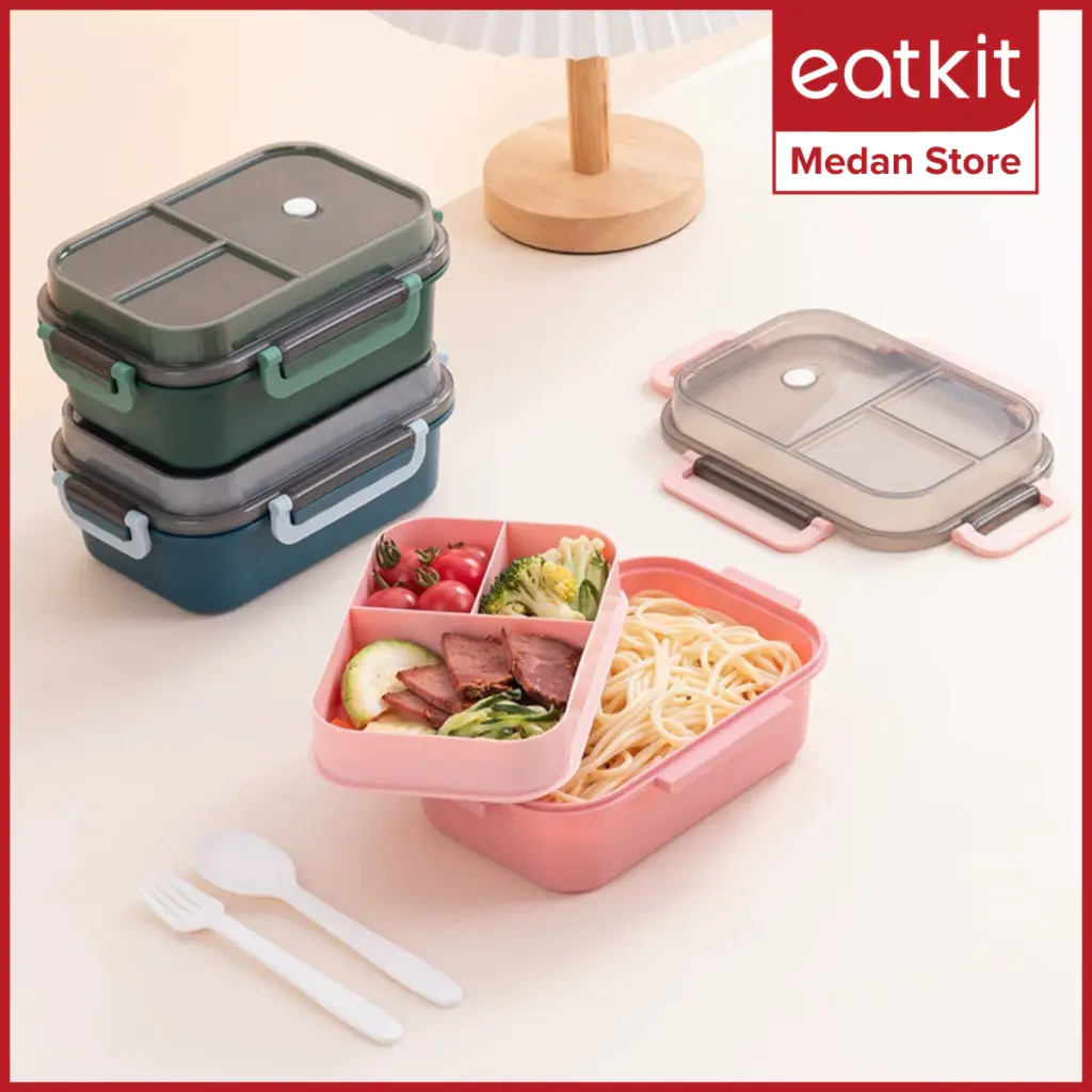 Eatkit Kotak Makan Siang Transparan 1250ml Dua Lapis Lunch Box Ideal untuk Pekerja Kantor & Pelajar Microwave - Safe TikTok Trending BPA - Free PP Material