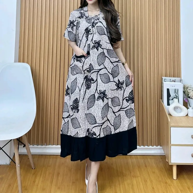 Daster wanita rayon bunga nyaman Dress Kain Katun Ibu Busui 2