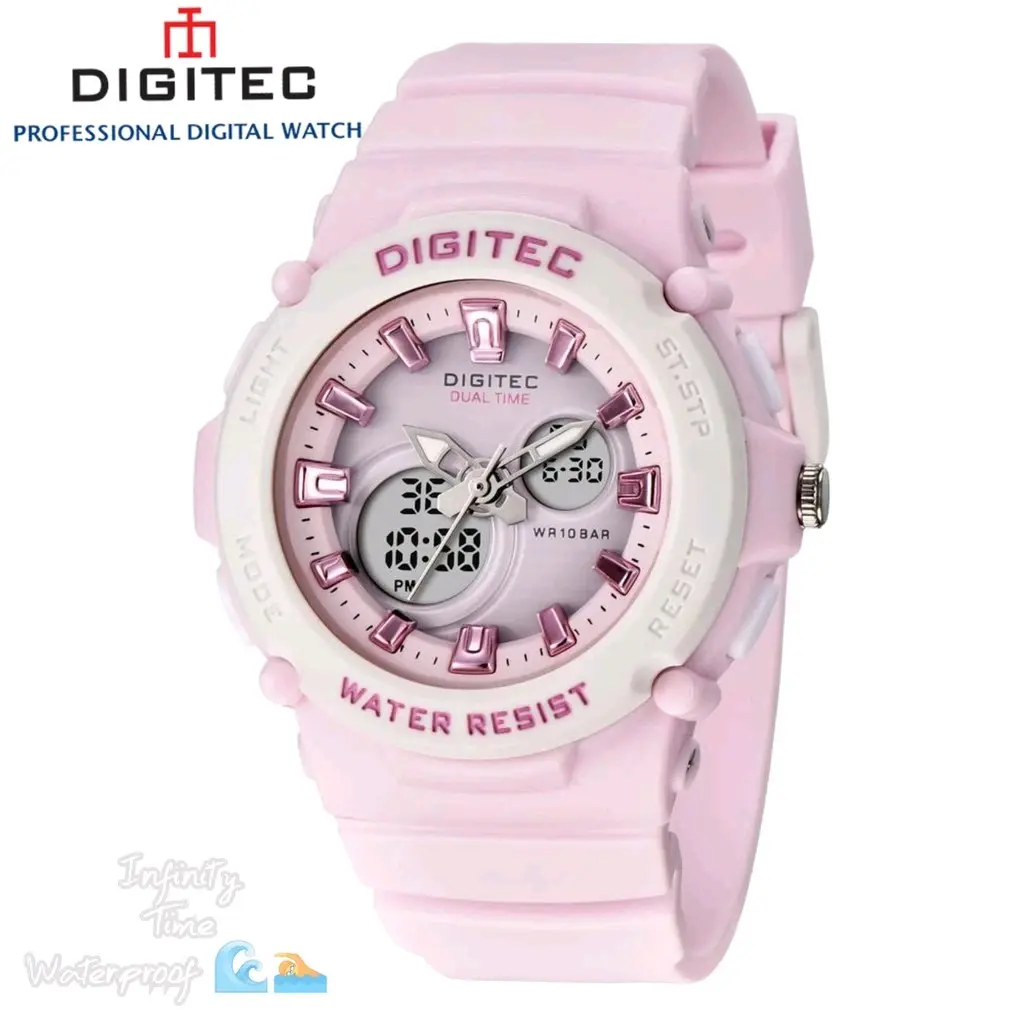 Jam Tangan Cewek Digitec DG4100T 4100 Digital Analog Strap Rubber Kualitas Original Waterproof