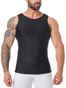 Top de compresión de color sólido para hombre, Faja modeladora de control de abdomen, Top moldeador de alta elasticidad para hombre, Faja para hombre