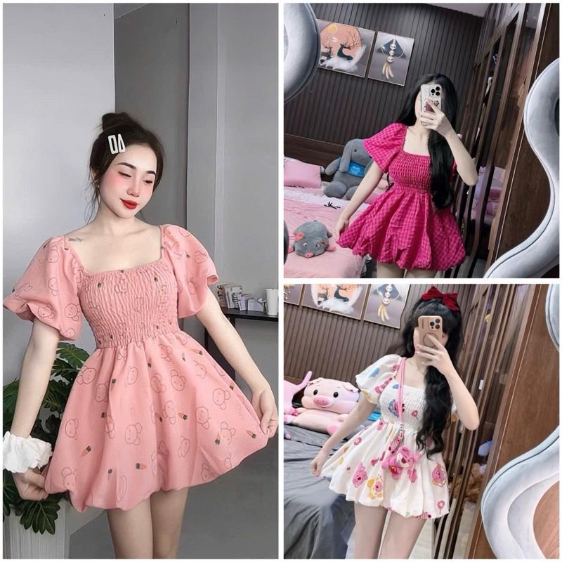 Váy babydoll áo tay bồng dáng xoè và quần bí ngắn dễ thương ngọt ngào - SB