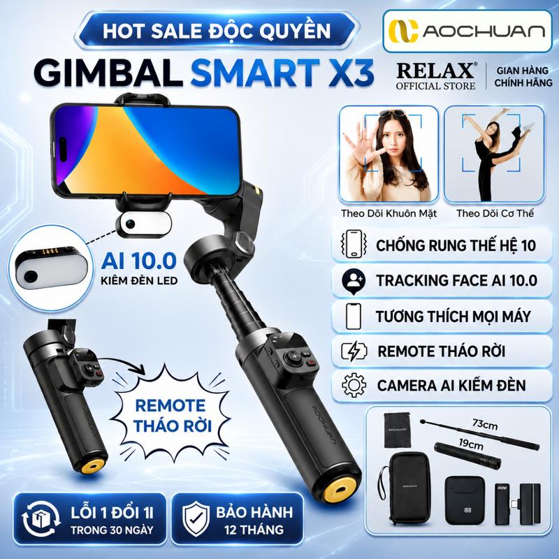 Gimbal Smart X3 - Gimbal Chống Rung 3 Trục Quay Vlog TikTok Livestream, Có…