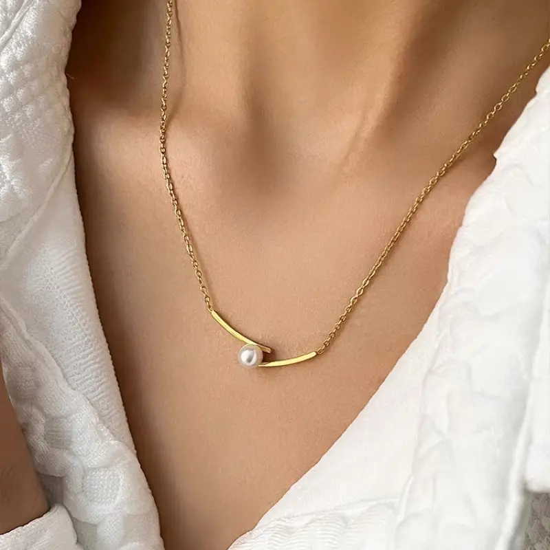 Kalung Titanium pearly kualitas anti karat produk best seller
