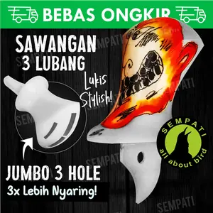 SEMPATI Sawangan Merpati Lukis 3 Lubang Motif Random Mainan Hatong Hotang Peluit Pluit Nyaring Latih Burung Dara