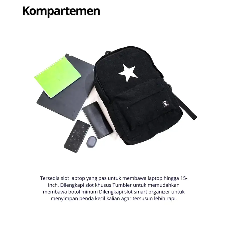 Tas Ransel Corduroy Bintang Backpack Star Pria Wanita 1