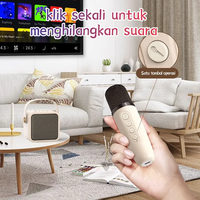 【COD】Wireless Speaker Bluetooth ST01 2 Mic 1 Set Karaoke Speaker KTV Cute Wireless Lucu Portable Luar Ruangan Suara Bass Speaker Nirkabel 1