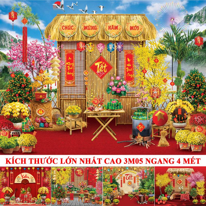   Có size lớn 4 mét  Phông nền trang trí tết Bính Ngọ 2026 Tranh vải tết 2026 mừng xuân Bính Ngọ Decor trang trí tết nguyên đán 