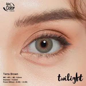 (Free Case) SOFTLENS TWILIGHT TERRA BROWN 14.2MM BY IRISLAB, SOFTLENS NORMAL S/D -6.00