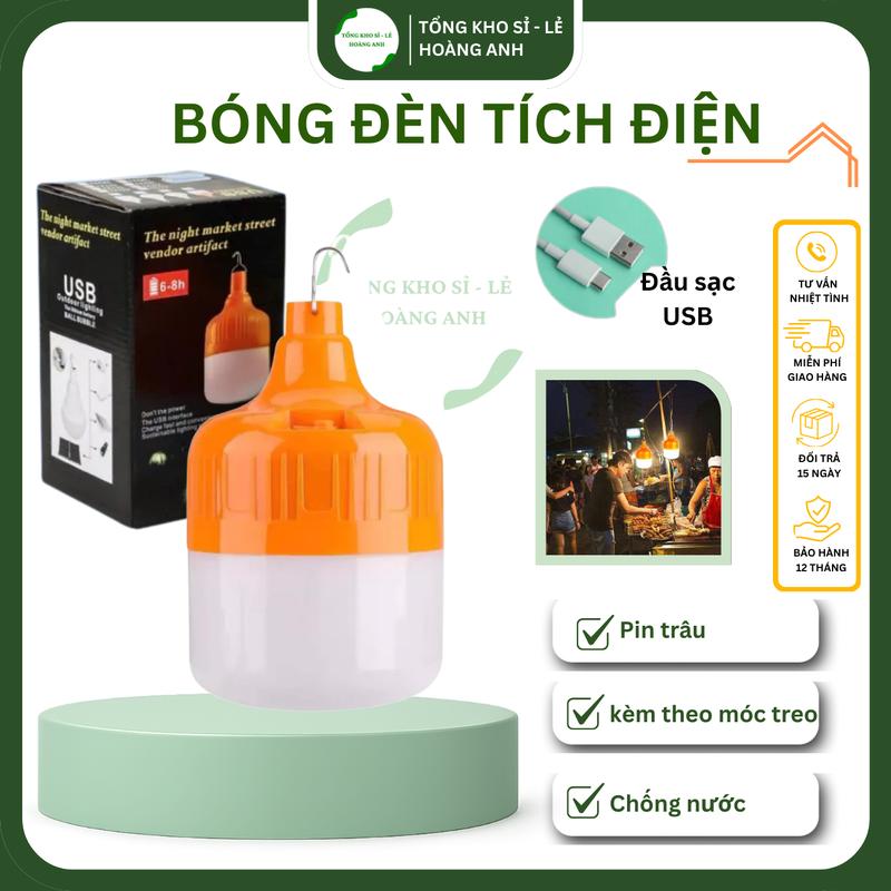 COMBO 2 BÓNG ĐÈN TÍCH ĐIỆN 150W-200W Siêu Sáng Bóng Đèn Led Tích Điện Có Móc Treo Tiện Lợi