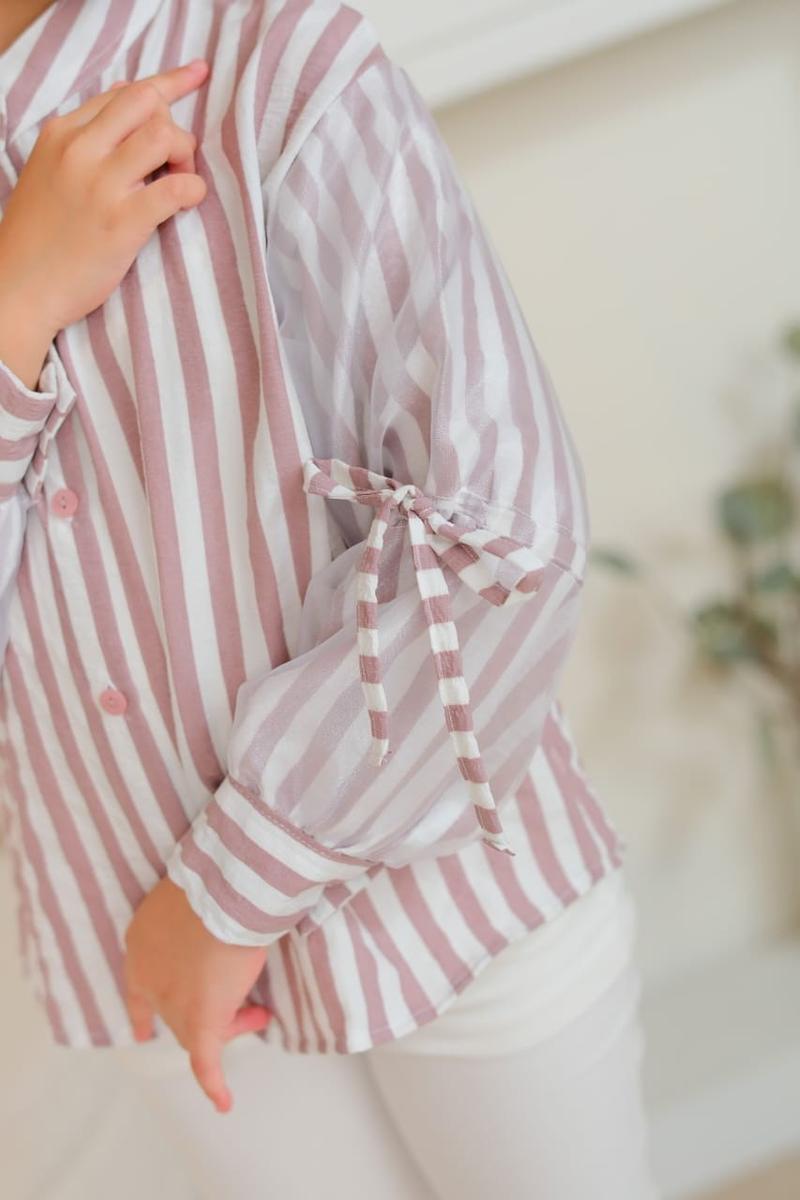 Product Introduction of 3-12 TAHUN KEMEJA ANAK OVERSIZE ORGANZA KEMEJA ANAK MOTIF SALUR Fashion 6