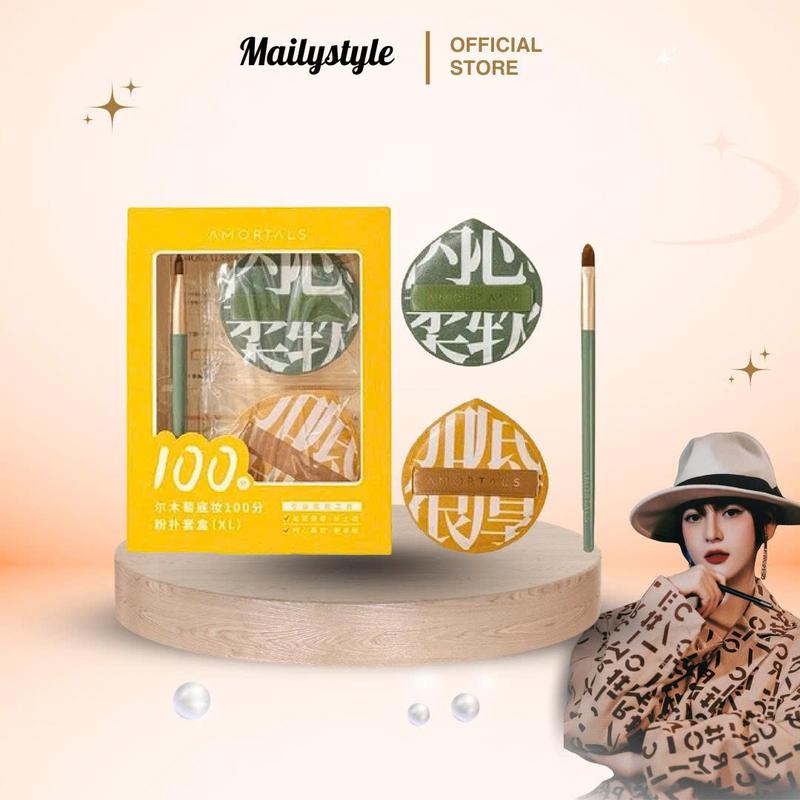 T31_ Bộ Bông Mút Amortals Tán Nền Size XL 2 Bông Mút + 1 Cọ Che Khuyết Điểm