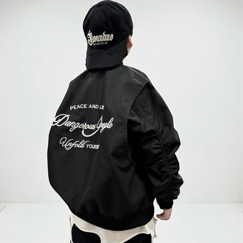  QD2525 Áo khoác bomber gió   PHOM TO  lót lụa mỏng thêu chữ trắng cho bé trai và bé gái 