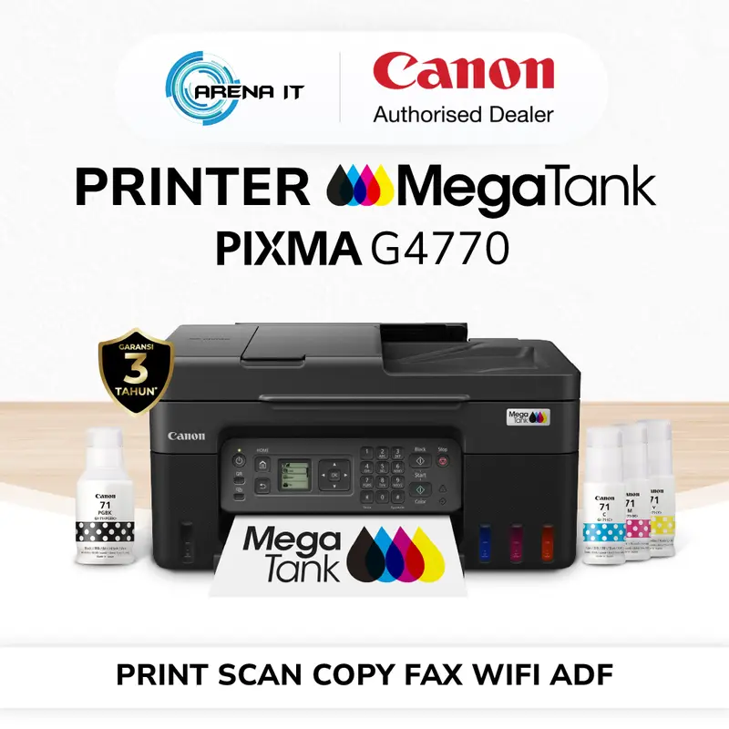 Printer Ink Tank CANON PIXMA G4770 Print Scan Copy FAX Wifi ADF Printer AIO in Printer Default