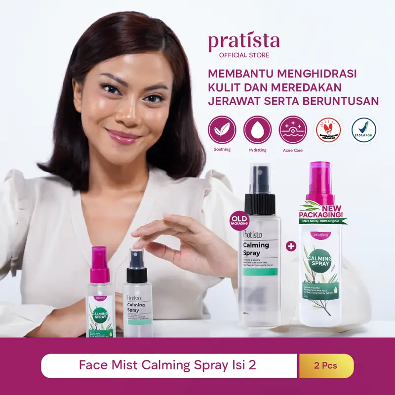 [Promo Hemat Bundling isi 2] Pratista Calming Spray Membantu Menenangkan Kulit Merawat Kulit Beruntusan dan Jerawat Menghidrasi Kulit Wajah 100ml 0