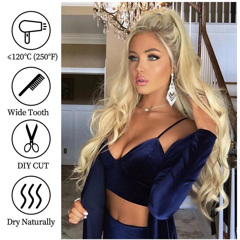 Tóc Đuôi Ngựa Sóng 24 Inch, Kẹp Dây Rút Đuôi Ngựa, Nối Tóc, Kẹp Tóc, Tóc Đuôi Ngựa Dài, Tóc Giả Tổng Hợp Tự Nhiên Cho Nữ 5