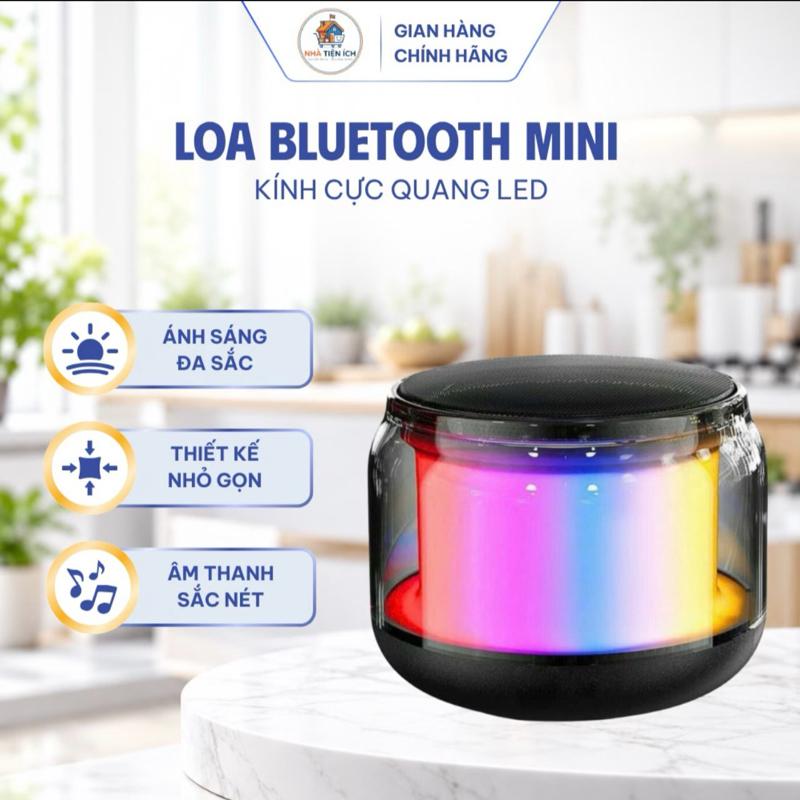 Loa Bluetooth Mini Kính Cực Quang LED RGB Bass Mạnh Nhỏ Gọn Kích Thước 80x80x62mm Tiện Mang Theo - Âm Thanh Sắc Nét