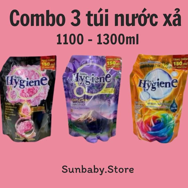 Tặng gói 6 xả nhỏ Combo 3 túi nước xả vải Hygiene Thái Lan đậm đặc siêu thơm tự nhiên Làm Sạch