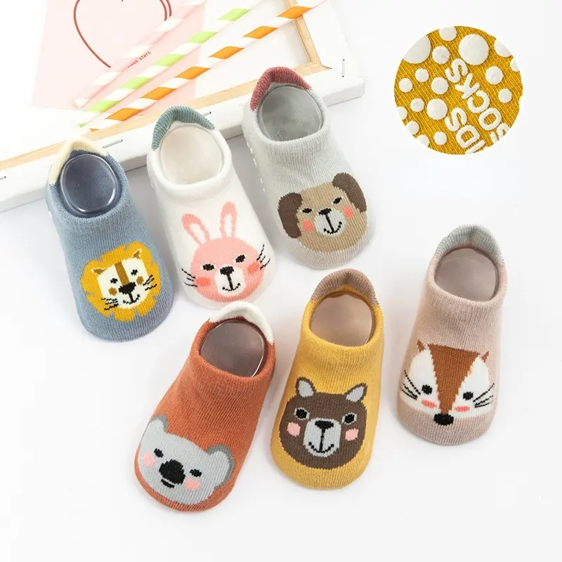 Tất Trẻ Em Bé Bằng Vải Bông, Thiết Kế Hoạt Hình Dễ Thương, Không Trơn Trượt, Thích Hợp Cho Trẻ Từ 0-5 Tuổi, Tất Đi Trong Nhà, Tất Mùa Xuân Và Mùa Thu 1