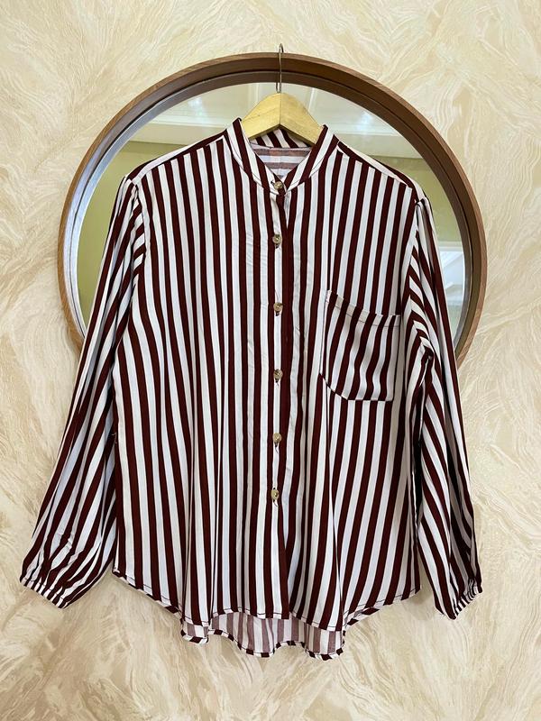 Kirani Kemeja Salur Rayon Premium/Atasan Wanita Salur Terbaru 2024 6