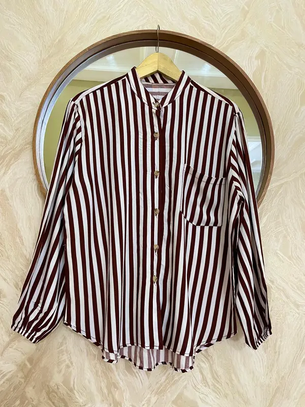 Kirani Kemeja Salur Rayon Premium/Atasan Wanita Salur Terbaru 2025 5
