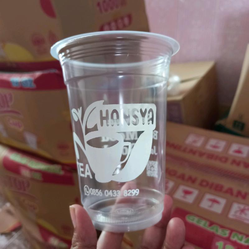 sablon gelas cup termurah ukuran 16oz merk hook sebanyak 250pcs 8