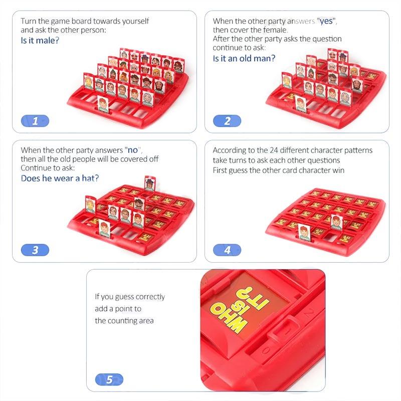 Product Introduction of Guess Who Is It ? Board Game Kids Classic Games Funny Family Guessing Game Thinking Logic Training Children Toy Gift 24
