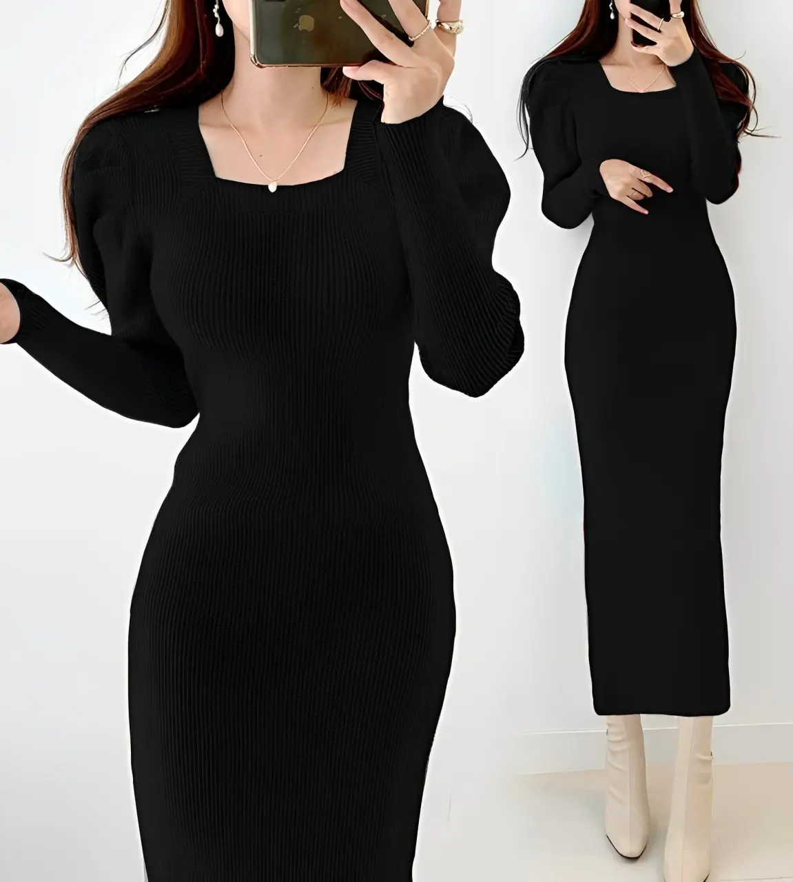 RO Dress Rajut Hebe Ld 90 - 100 cm P 110 cm B 300 gr Cotton Polyester #4416