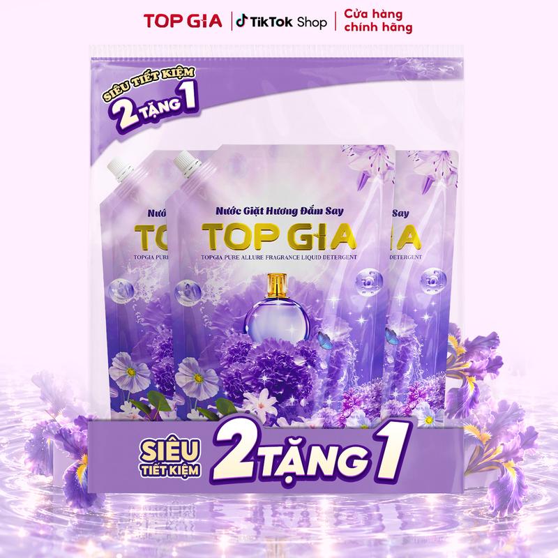 Combo 3 Túi Nước Giặt Xả TopGia 1000ML Sản Xuất Tại Việt Nam Hương Đắm say Làm Sạch Quần Áo, Mềm Vải, Lưu Hương Dễ Chịu bta