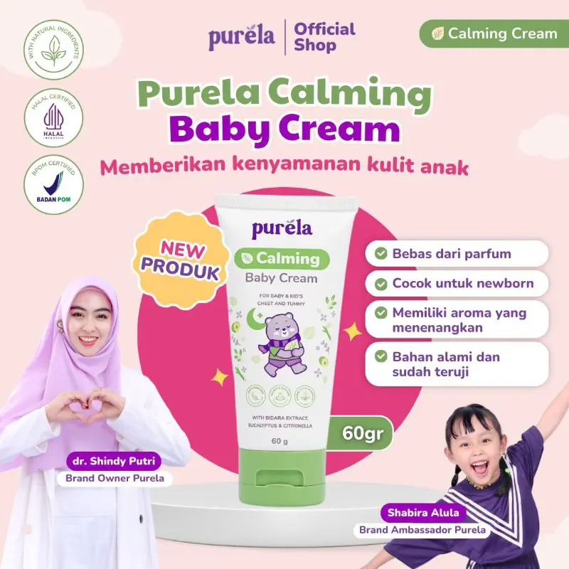 Purela Calming Baby Cream untuk Menghidrasi Kulit, Melembabkan dan Menghaluskan Kulit Anak dan Bayi Newborn