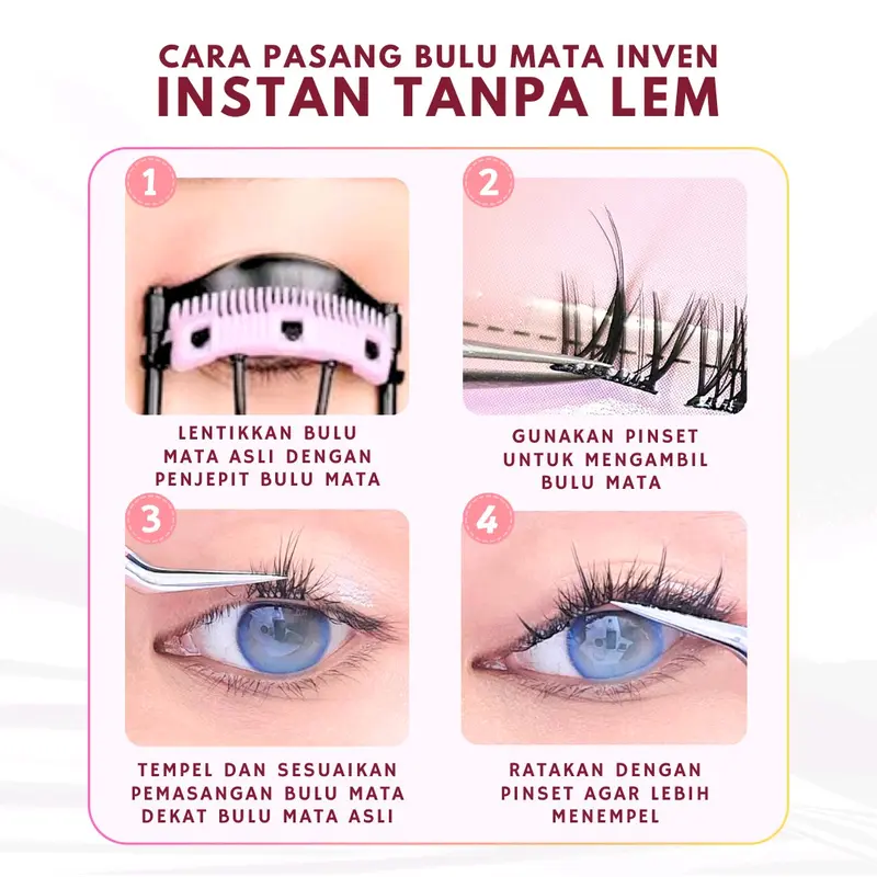 {BULUMATA TANPA LEM } H001 ( INVEN bulu mata tanpa lem) extension extensions lembut ringan di mata korean look Eyelash 3