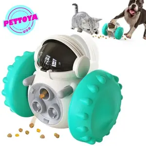 Mainan Interaktif Edukasi Puzzle Hewan Peliharaan Pelatihan Anjing Kucing Bentuk Robot Tumbler Menjatuhkan Makanan Swing Feeder Toy For Dog Cat Pet Food Dispenser Aksesoris