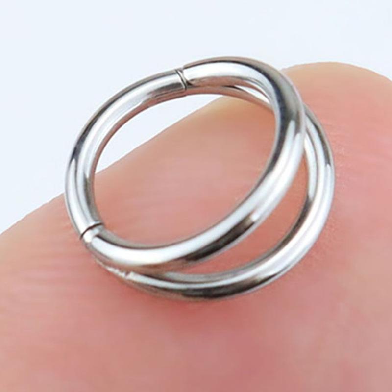 Product Introduction of Tindik dua lapisan penyaduran elektrik untuk lubang hidung, cincin gelung terbuka keluli tahan karat, heliks geometri, rawan, cincin hidung, perhiasan badan untuk gadis 10