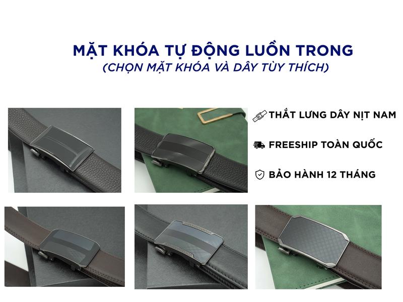 [Tự Động Luồn Trong, da Bò Nappa cao cấp] Thắt Lưng Nam, Dây nịt da bò thật chính hãng CORAN Chất Liệu Da Bò Cao Cấp Nhập Khẩu Mặt Khoá Tự Động Luồn Trong Mã FLT-01