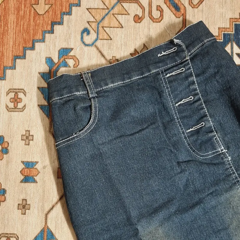 Rok Jeans Panjang Rebecca Highwaist untuk Wanita - Celana Dewasa Kancing 6
