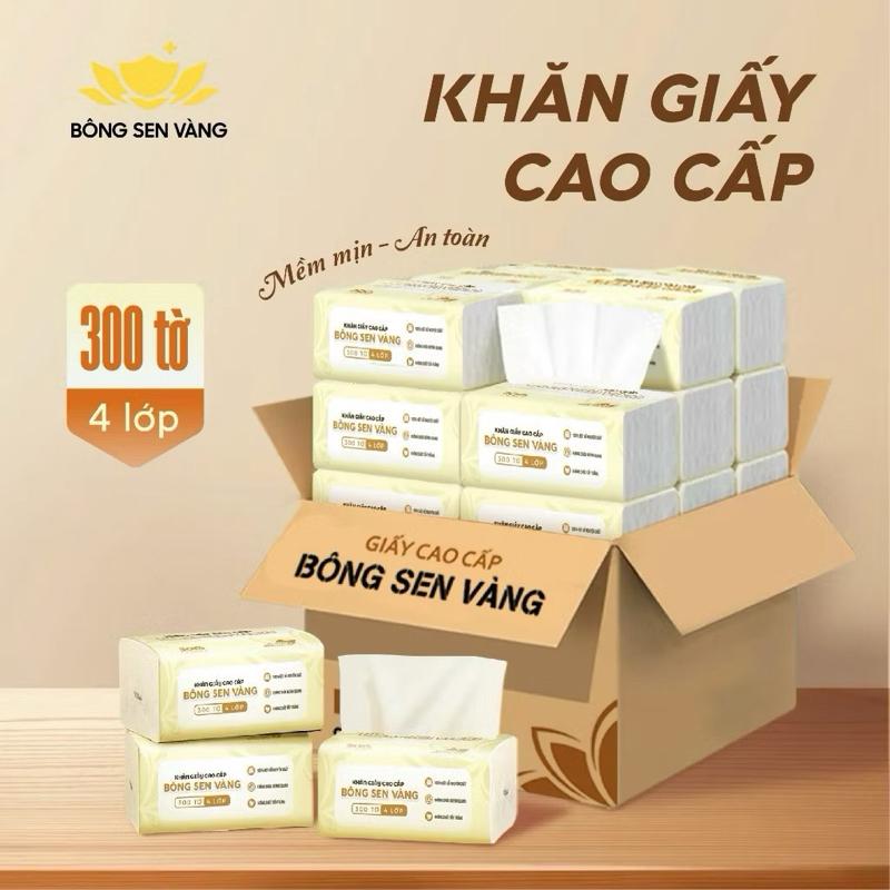 [Đa Kho] Giấy ăn cao cấp Bông Sen Vàng 4 lớp mềm mịn, an toàn, tiện lợi. Giấy Vệ Sinh