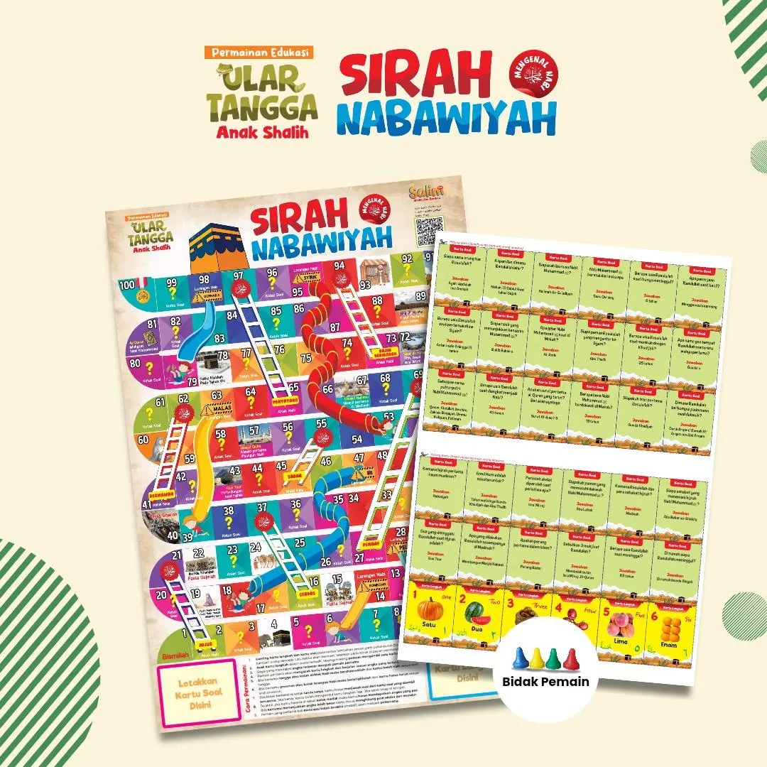 Permainan Ular Tangga islami Sirah Nabawiyah For Kids Pustaka Arafah Full Color Ukuran A3 Books Anak