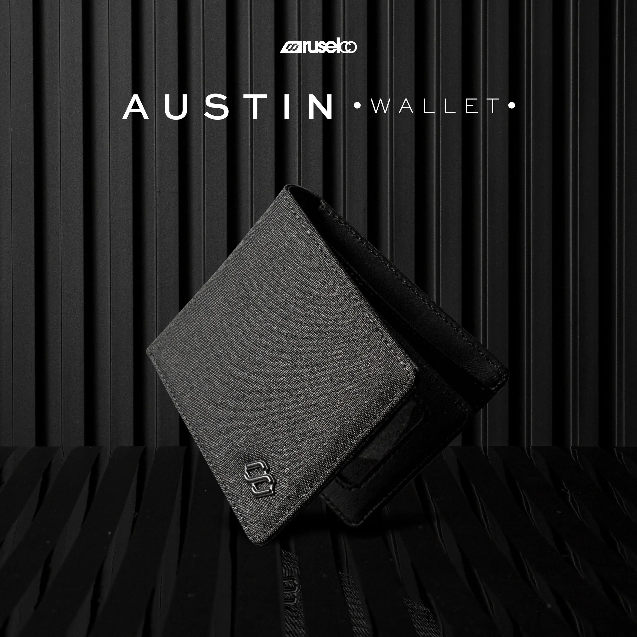 RUSELCO I Wallet Austin Dompet Lipat Simple Pria Waterproof Hitam