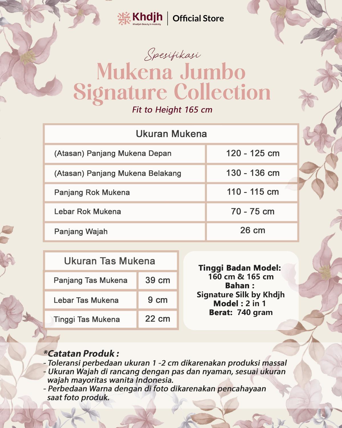 KhadijahLabel Mukena Dewasa Jumbo Premium Signature Silk Renda Mewah Cantik Terbaru Jasmine Edisi Muslim Lebaran