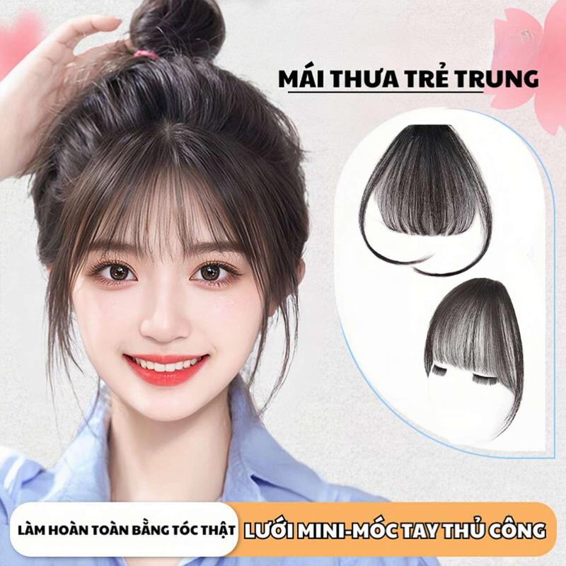 Tóc Thật Mũ Hói, Tóc Mái Kẹp, Tóc Mái 100% Người, Kẹp Từ Đền, Tóc Mái Giả, Dành Cho Nữ