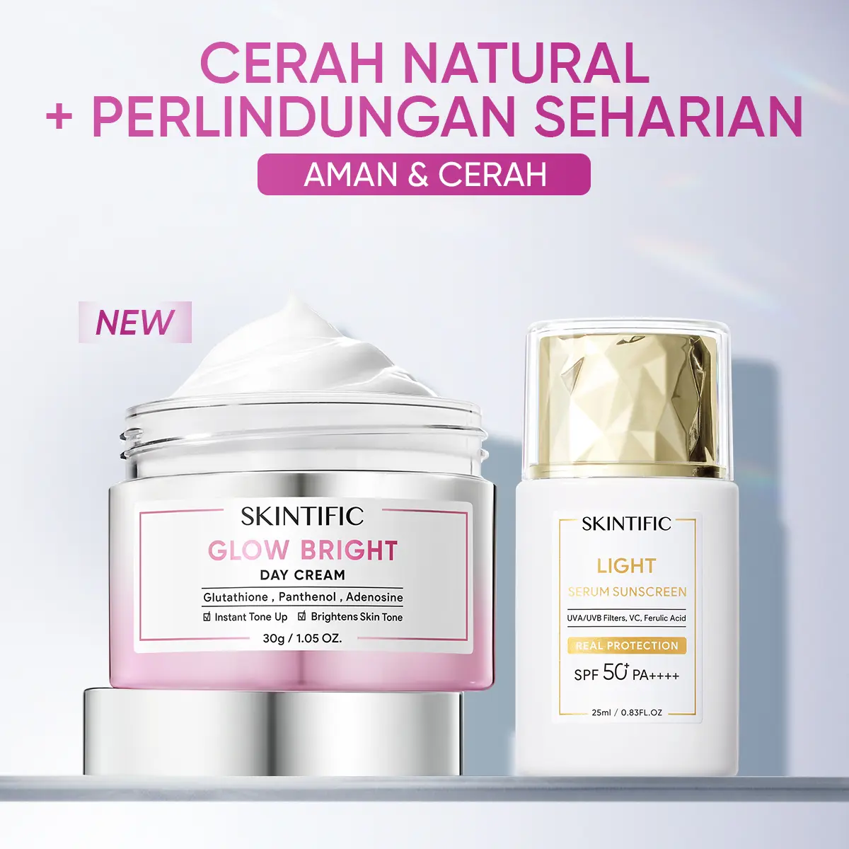 Light Serum Sunscreen + Glow Bright Day Cream