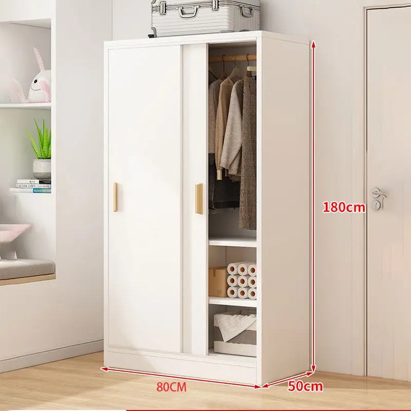 Lemari pakaian-80*50*180CM-Putih【Pintu geser】