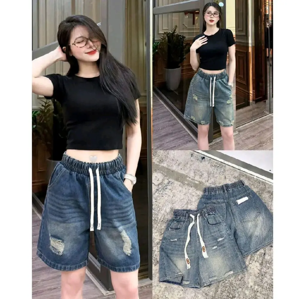 [ 38-95kg ] Quần Jean Ngố Nữ Chất Bò Thổ Dáng Ngố,  Cạp Chun Mặc Trẻ Trung Năng Động Bigsize Đến 95kg