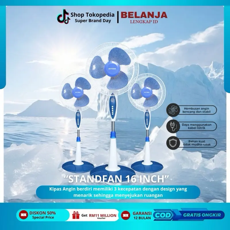 COD STANDFAN AOYAMA / KIPAS BERDIRI AOYAMA BEST SELLER / KIPAS ANGIN / KIPAS MURAH 16 INCH  / KIPAS AOYAMA / KIPAS BERDIRI AOYAMA / STANDFAN 16 INCH