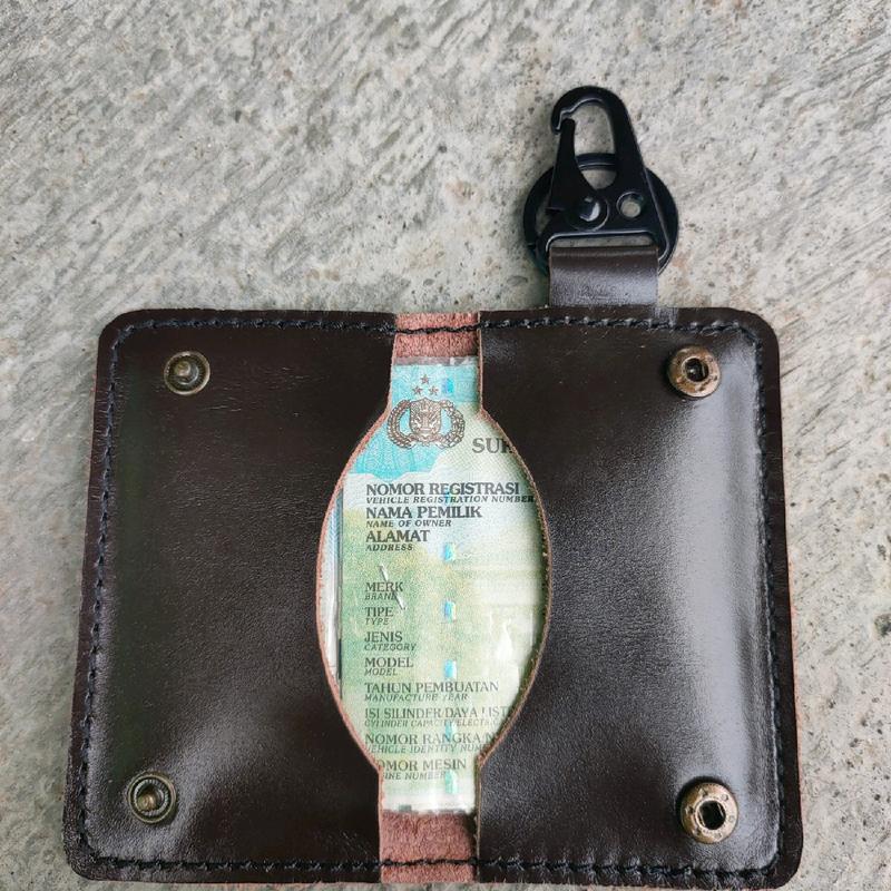 Dompet STNK Kulit Sapi Asli Pull Up Elegan untuk Pria - Kartu 3